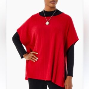 Ming Wang Cozy Knits Red Boxy Pullover Minimalist Sweater NEW Oversized S/M